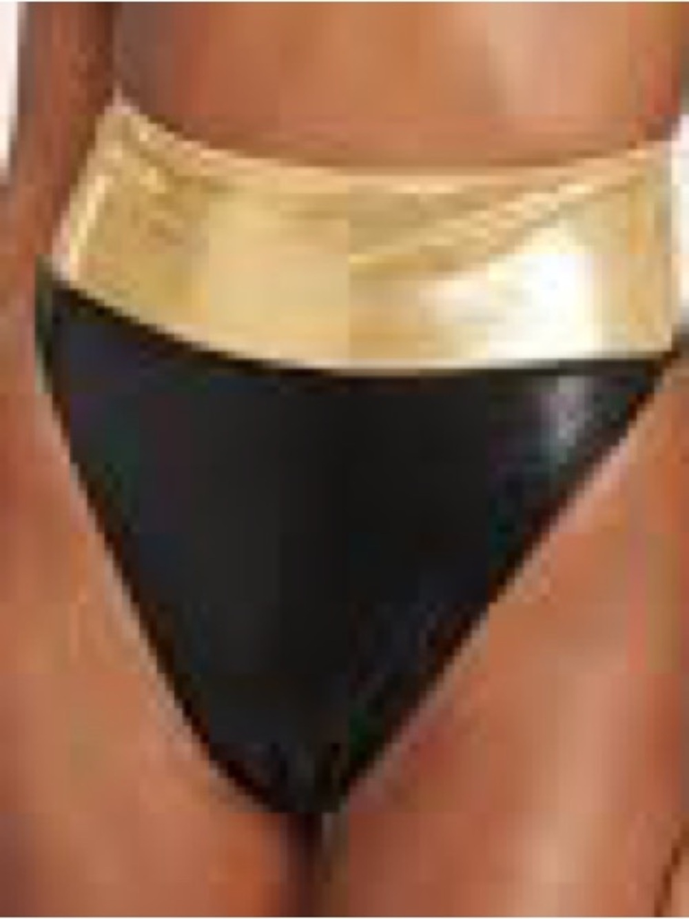 Oseree Laminated Eco Twist Bikini Bottoms Size Medium Black and Gold NWT